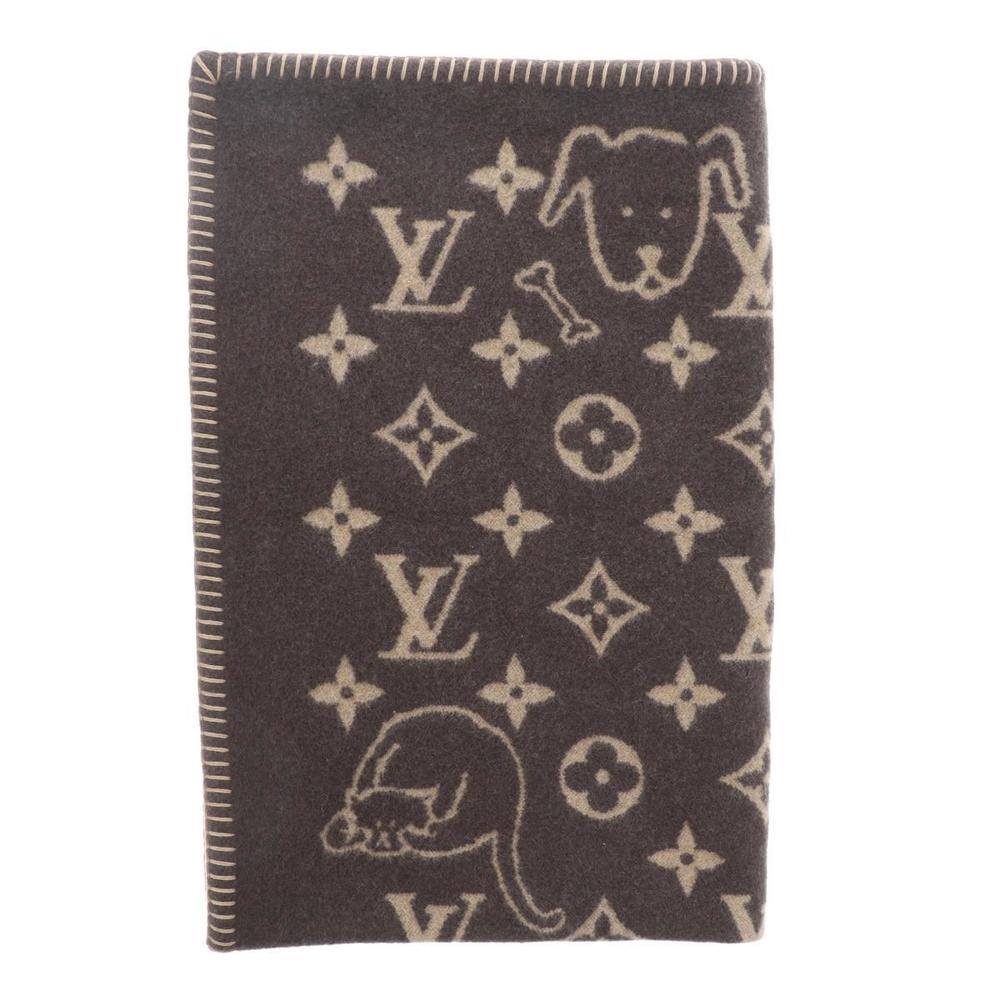 Louis Vuitton Couture Small Blanket Muffler Scarf Tie Cat Brown AB